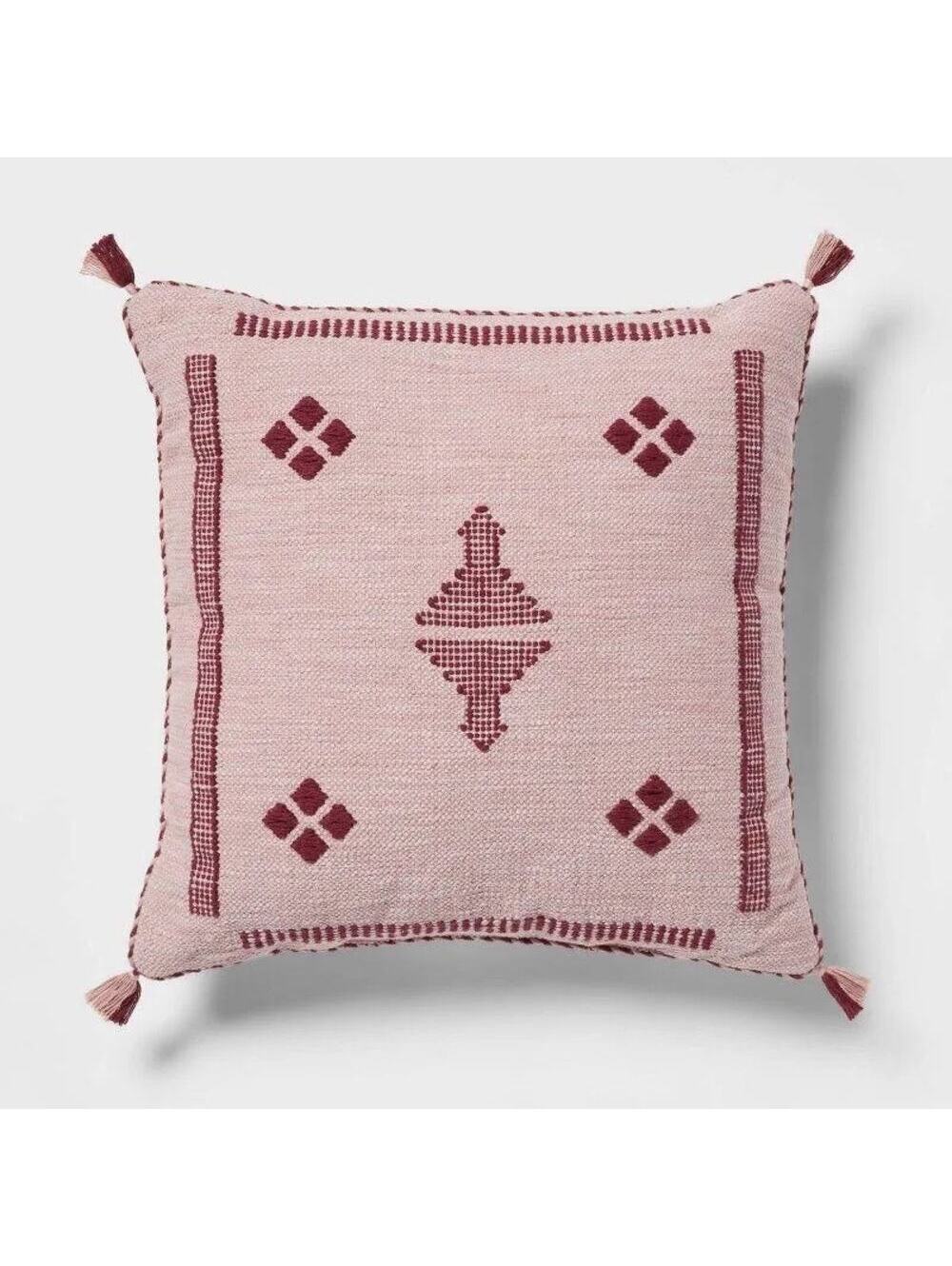 Threshold NWOT Cactus Silk Woven Square Diamond Decorative Pillow Mauve